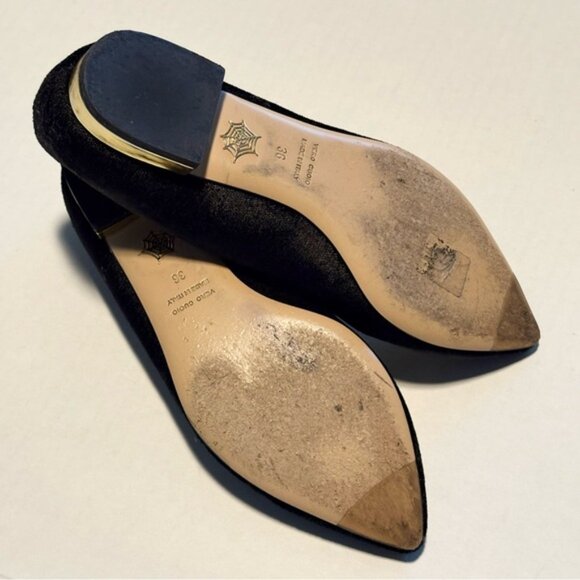 Charlotte Olympia Kitty Flats Black Velvet Size 36 EUC - Picture 10 of 11